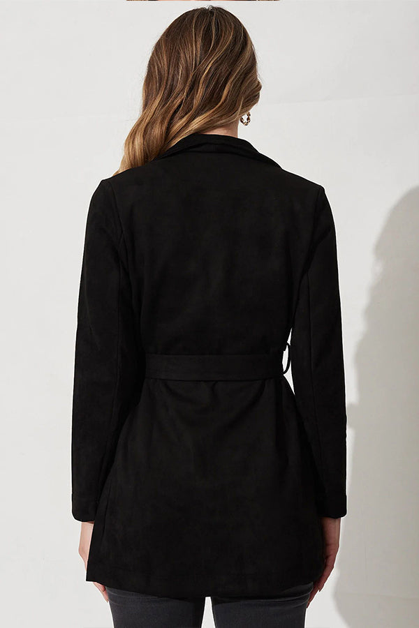 color suit cardigan Large Lapel suede long sleeve jacket