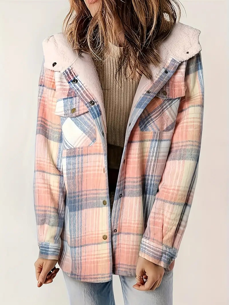 winter in check zip jacket