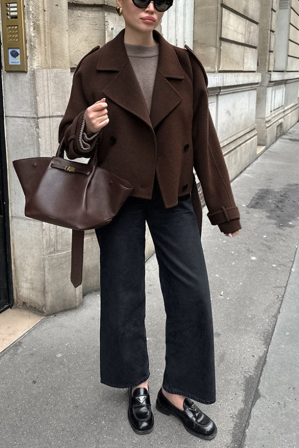 Revers Temperament Double-Breasted Hair wool jacket