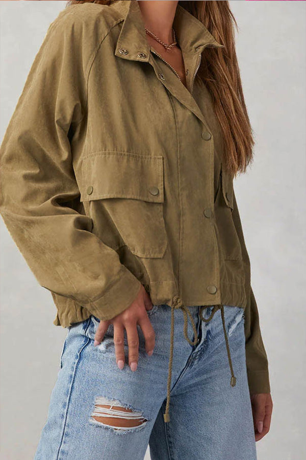 IN check Lapel double-button Two-pocket Midi jacket