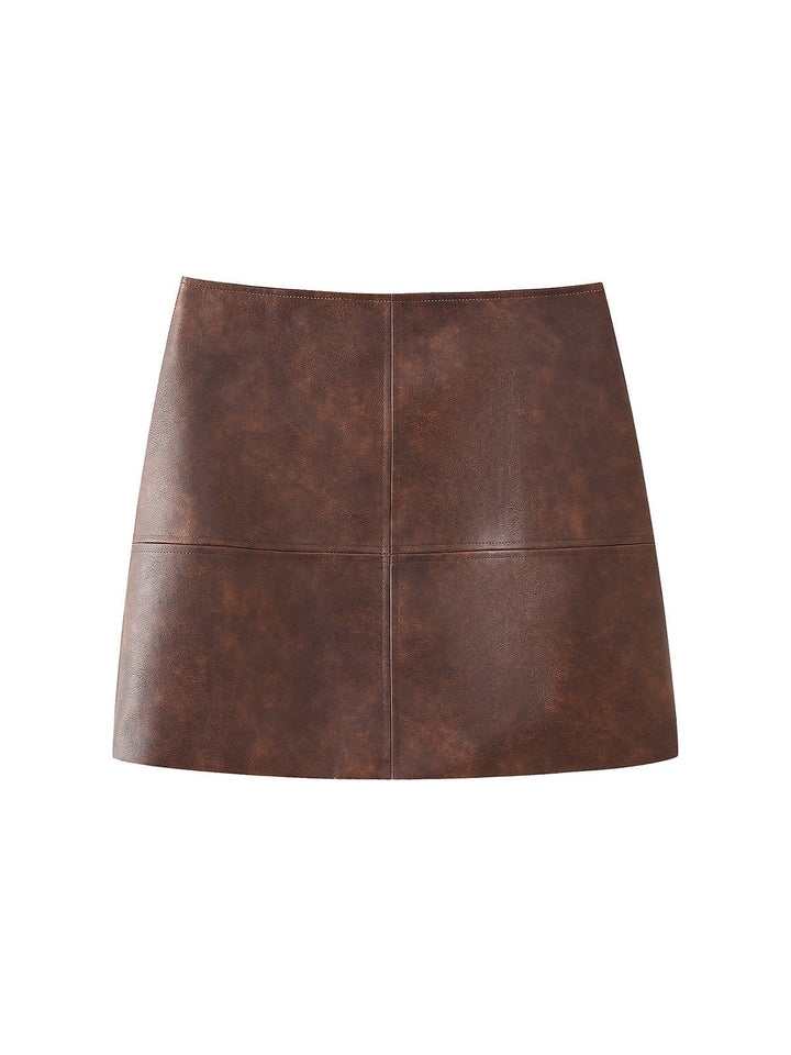 Leather jacket &amp; short Skirt Coordwation Set