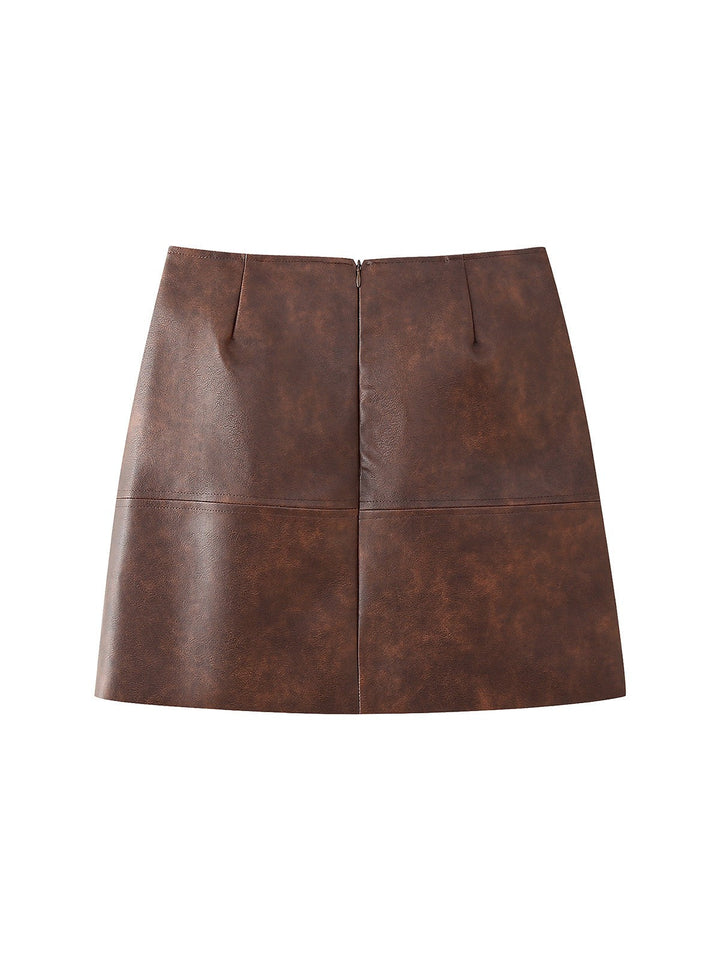 Leather jacket &amp; short Skirt Coordwation Set
