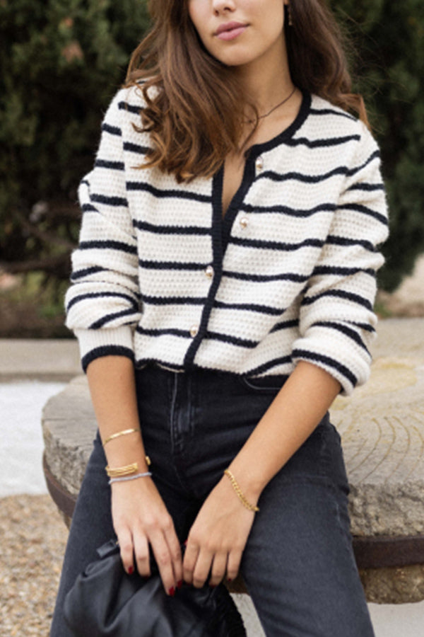 IN stripes Round Necklwe jacket