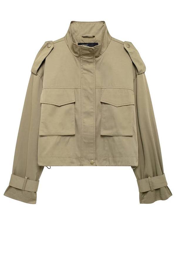 Charm Strap details pocketed cargo style zip Loose jacket