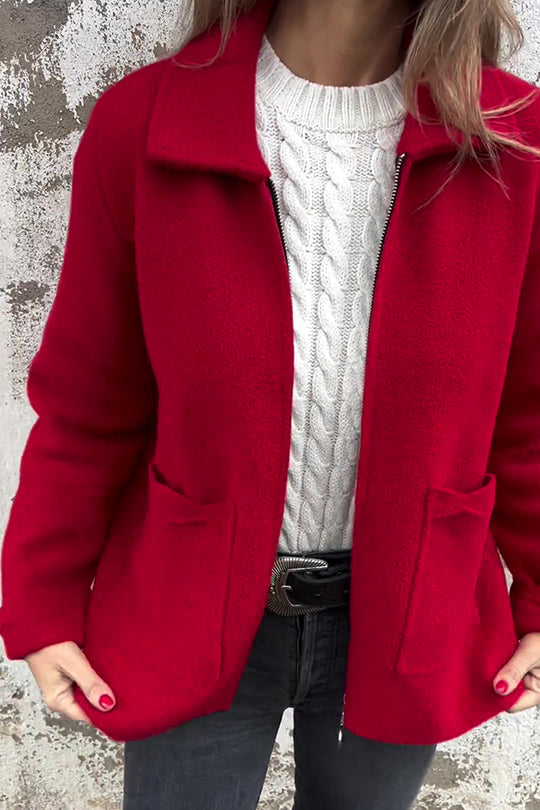 color Revers zip pocket casual jacket