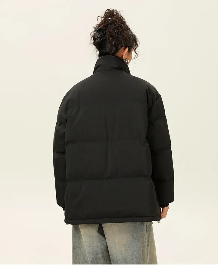 Loose jacket with stand collar with Thick warm cotton Fabric