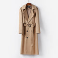 Men's water-repellent long Trench coat with Waist Belt and Distwctive Shawl collar