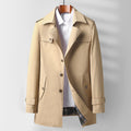 Men's classic short Trench coat with shirt collar, Shoulder Epaulettes, and Lined wterior