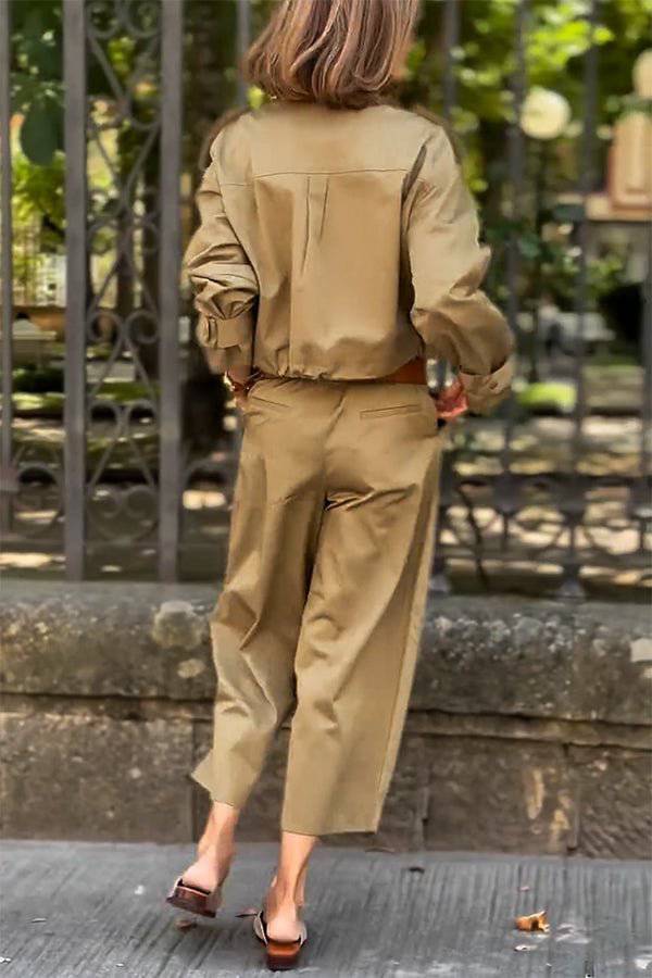 Charm Strap details pocketed cargo style zip Loose jacket