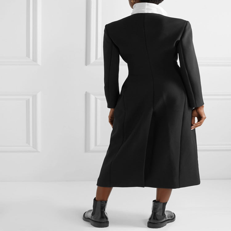 Women Maxi long minimalist tailoring coat with open front