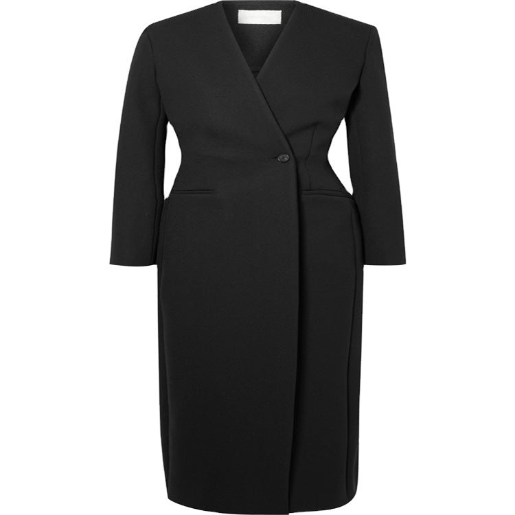 Women Maxi long minimalist tailoring coat with open front