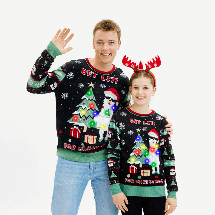 | Get Lit Llama Christmas Christmas Sweater Men