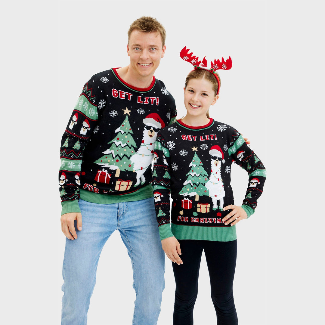 | Get Lit Llama Christmas Christmas Sweater Men