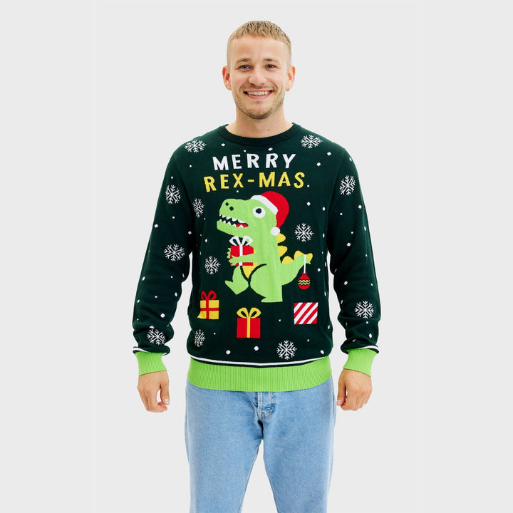 | Funny Dino Christmas Sweater Men