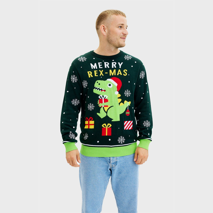 | Funny Dino Christmas Sweater Men