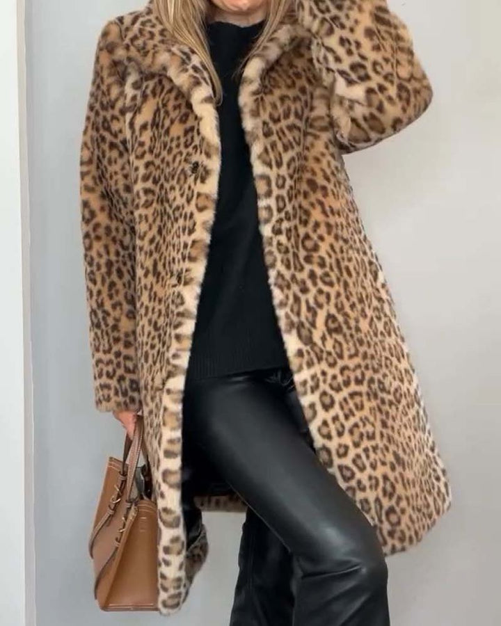 Leopard long soft jacket