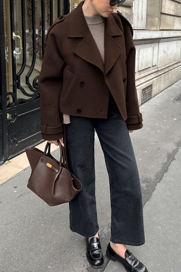 Revers Temperament Double-Breasted Hair wool jacket