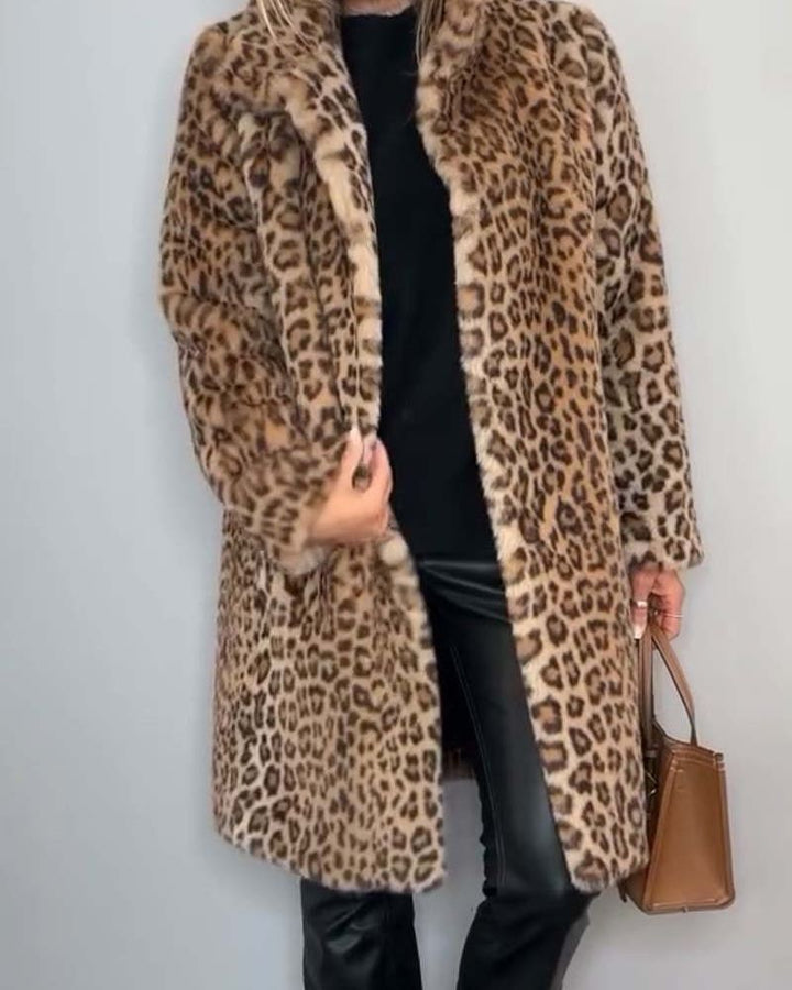 Leopard long soft jacket