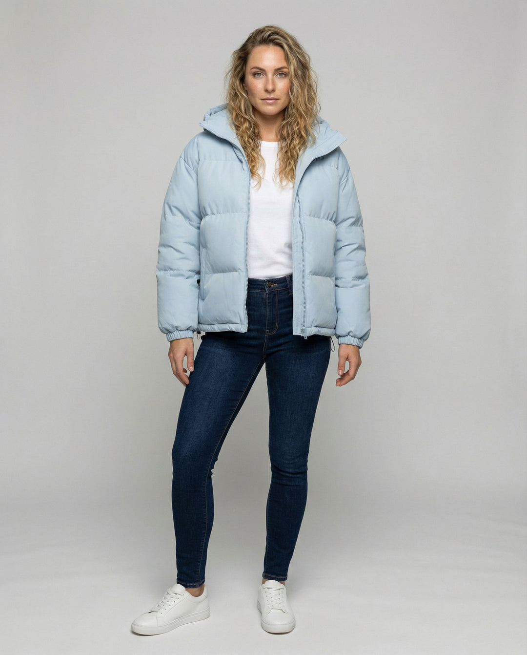 Warm padded jacket hood women