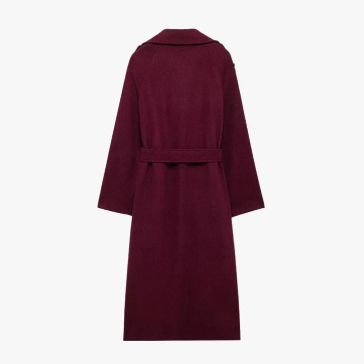 Elegant Trench Coat in Burgundy with Belt