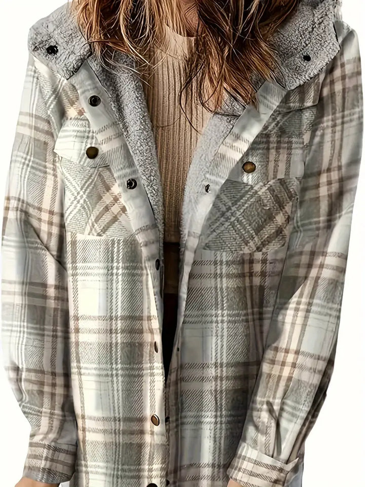 winter in check zip jacket