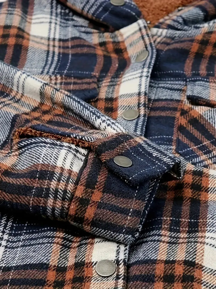 winter in check zip jacket