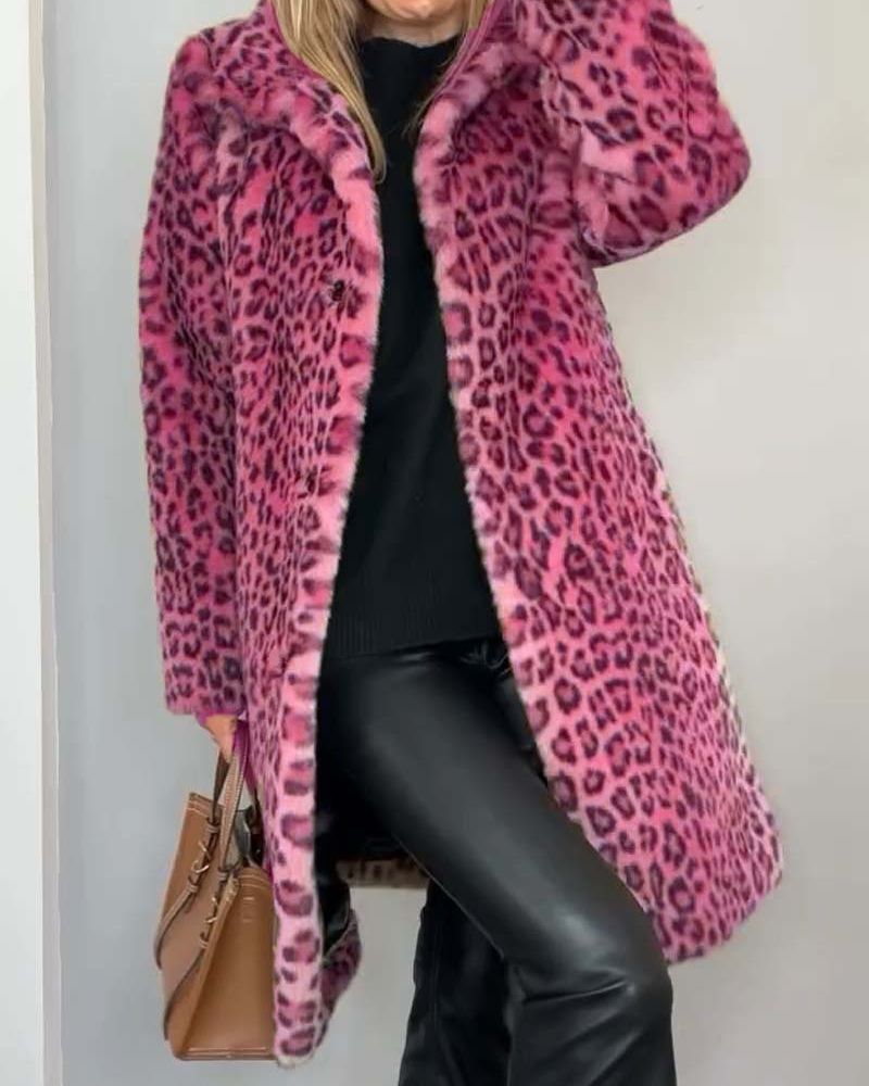 Leopard long soft jacket
