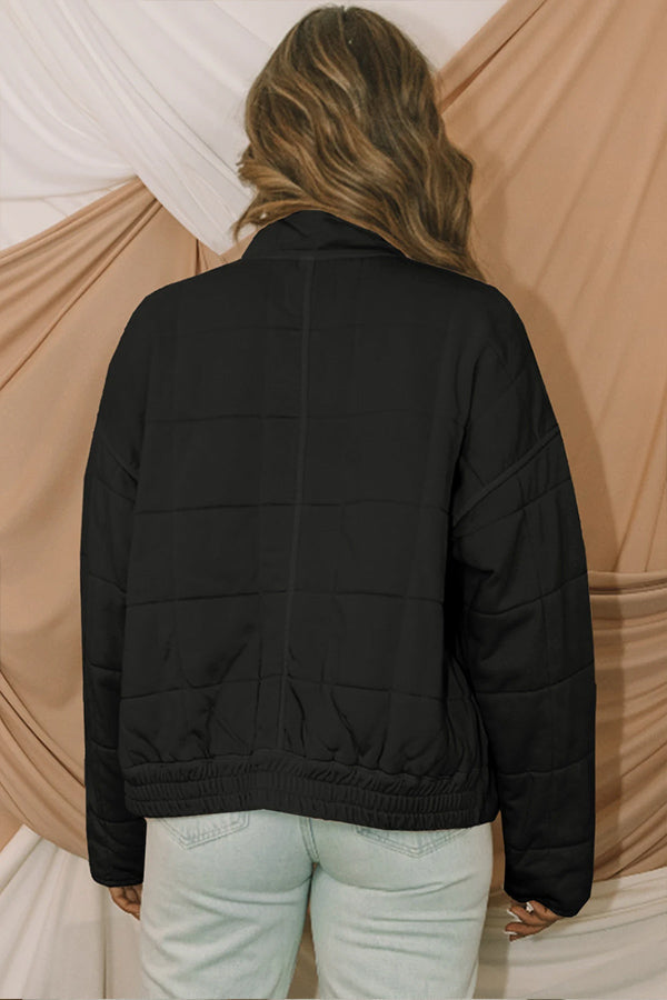 Attached pocket quilted jacket Crop