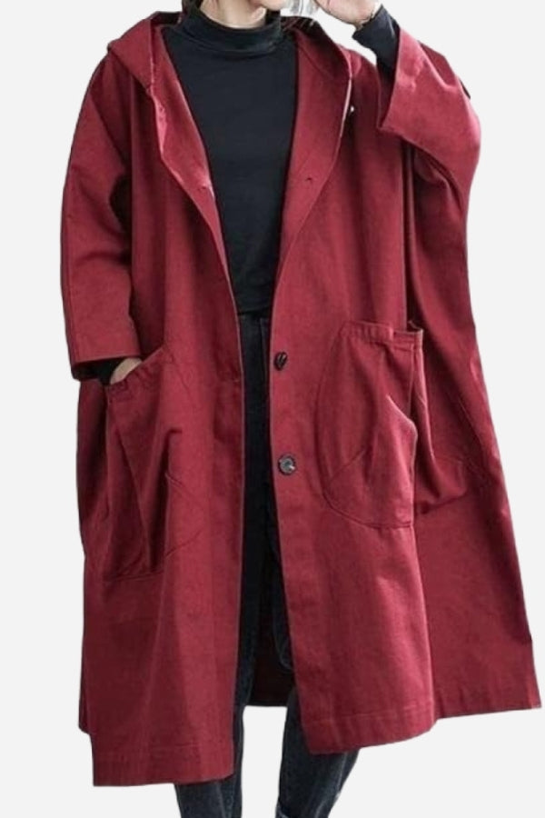 Oversized windbreaker in Burgundy