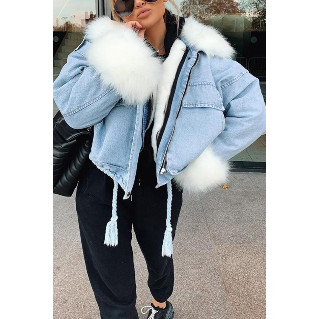 Jacket winter with denim for women