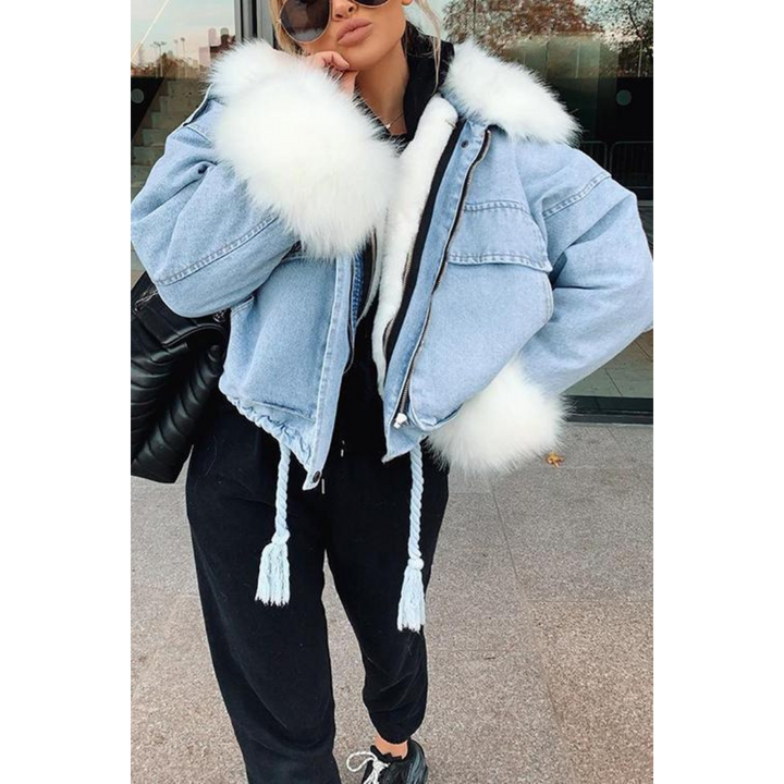 Jacket winter with denim for women