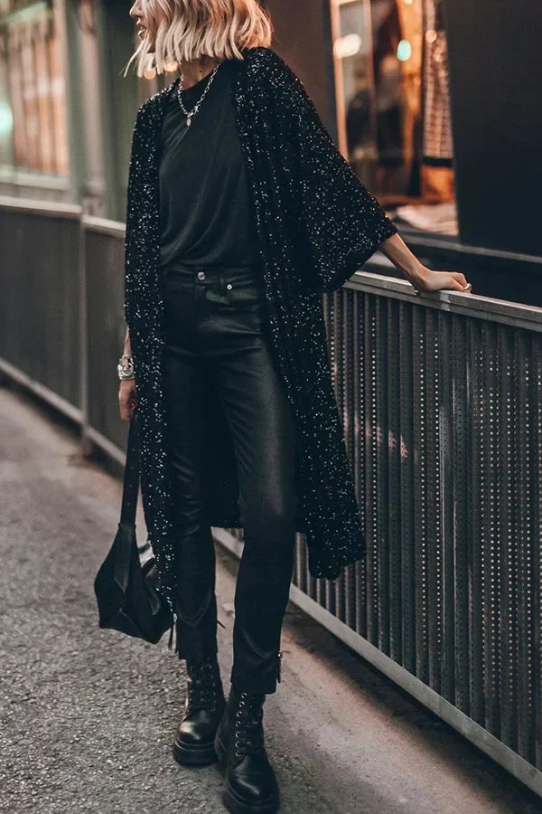 | Windproof knitted vest with sparkling sequins