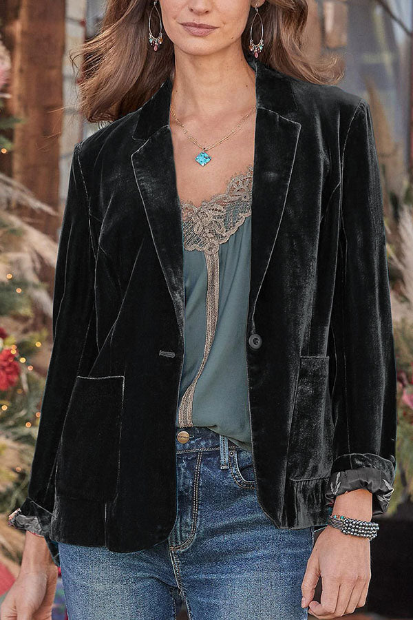 Velvet shorter Top Small blazer