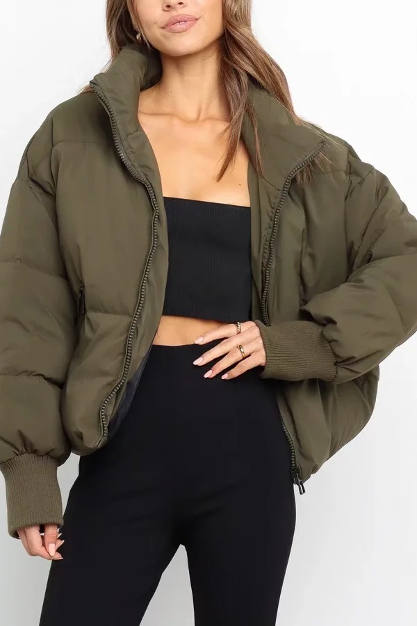 | Collar Zip Pocket Thick Warm Cotton Jacket