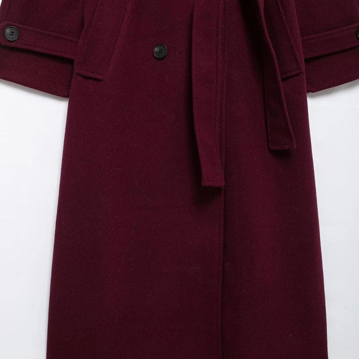 Elegant Trench Coat in Burgundy with Belt