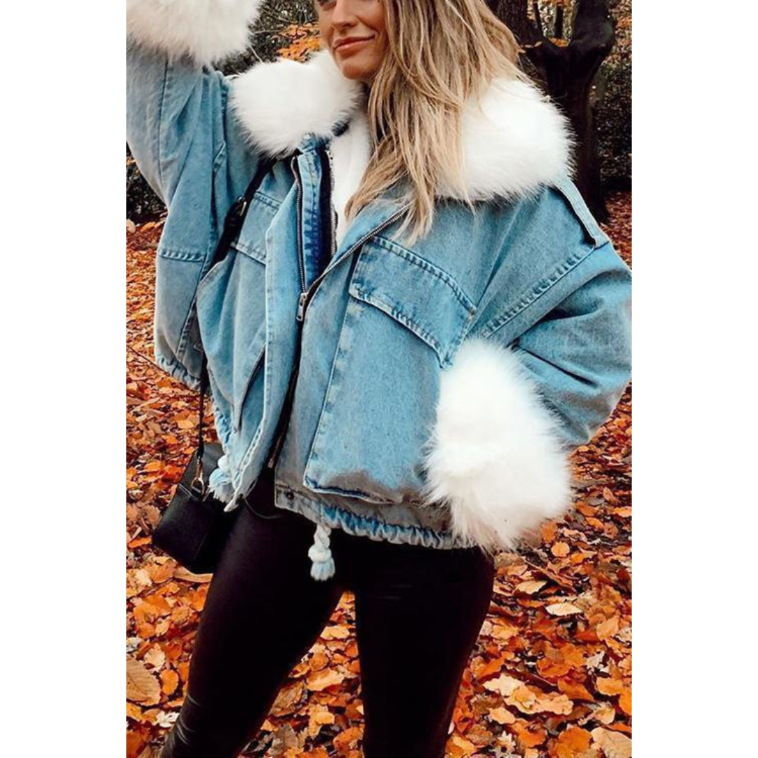 Jacket winter with denim for women