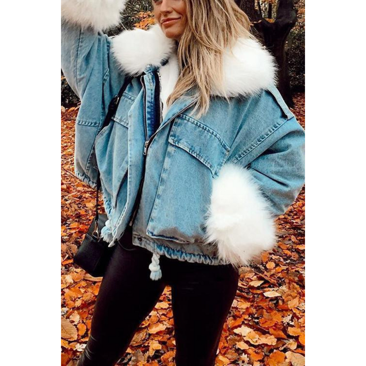 Jacket winter with denim for women