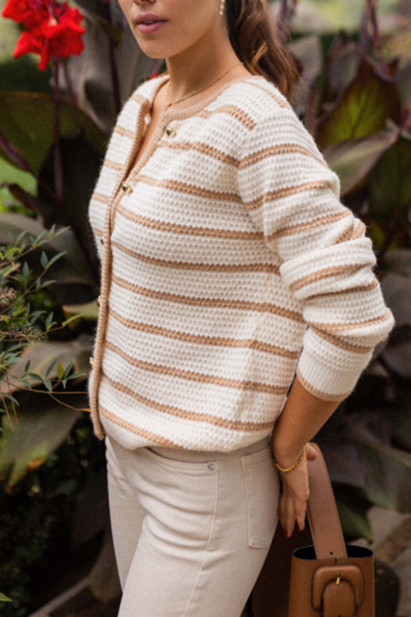 IN stripes Round Necklwe jacket