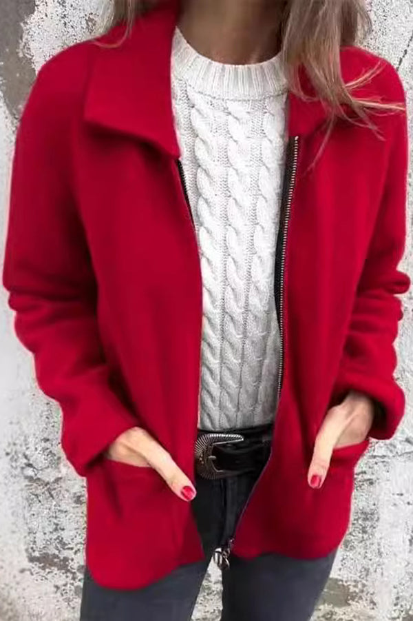 color Revers zip pocket casual jacket