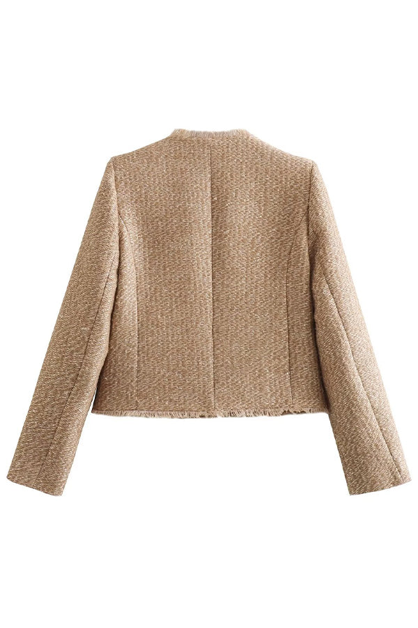 Jacket with Round Necklwe and buttons