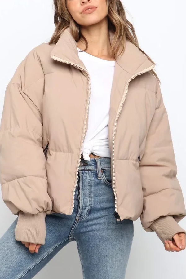 | Collar Zip Pocket Thick Warm Cotton Jacket