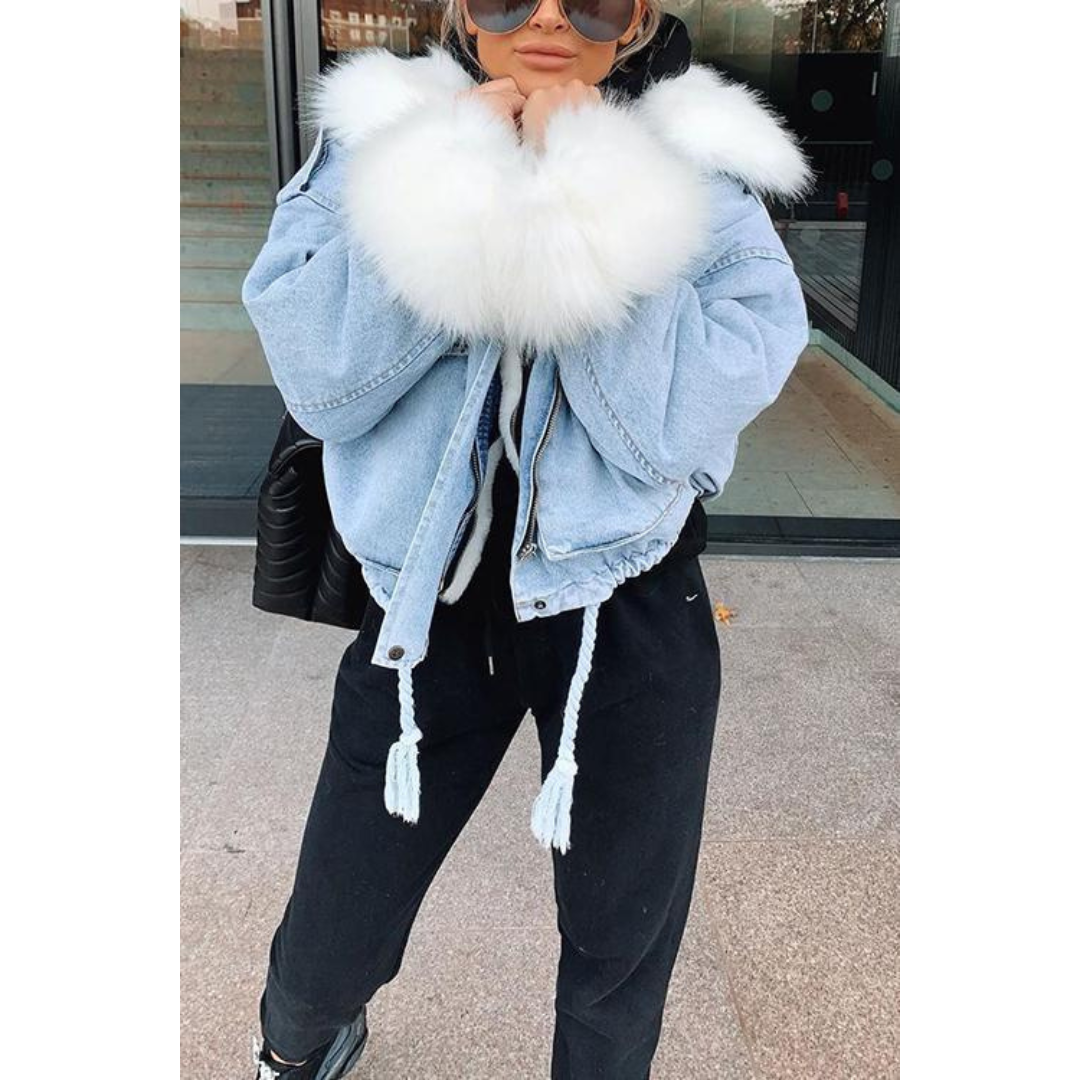 Jacket winter with denim for women