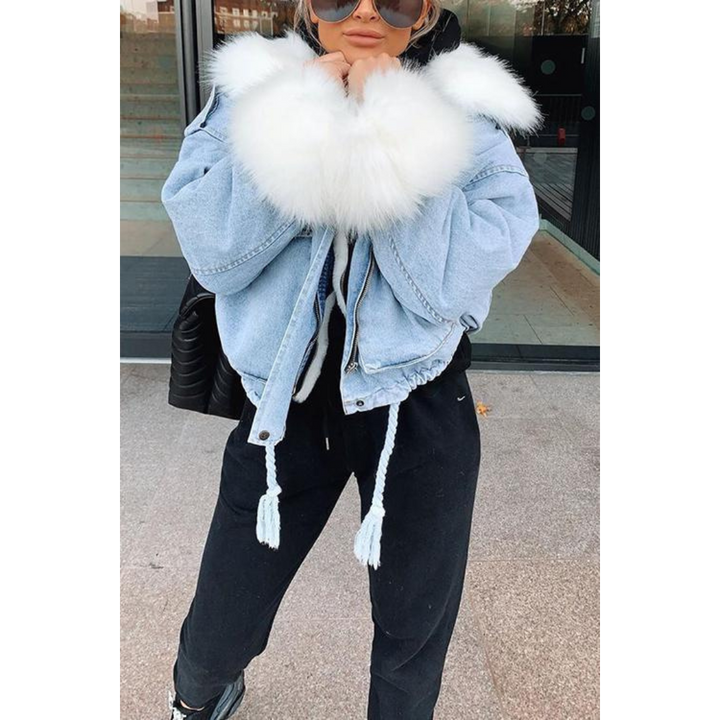 Jacket winter with denim for women