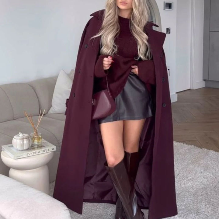 Elegant Trench Coat in Burgundy with Belt