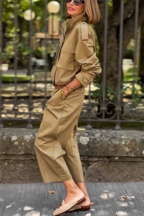 Charm Strap details pocketed cargo style zip Loose jacket
