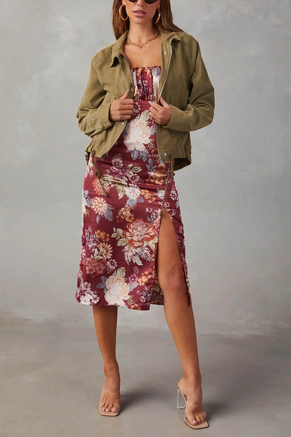 IN check Lapel double-button Two-pocket Midi jacket