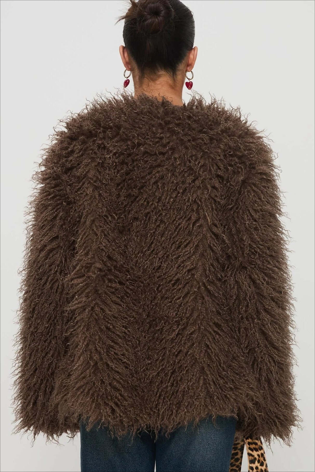 Fluffy Brown faux Fur oversized jacket