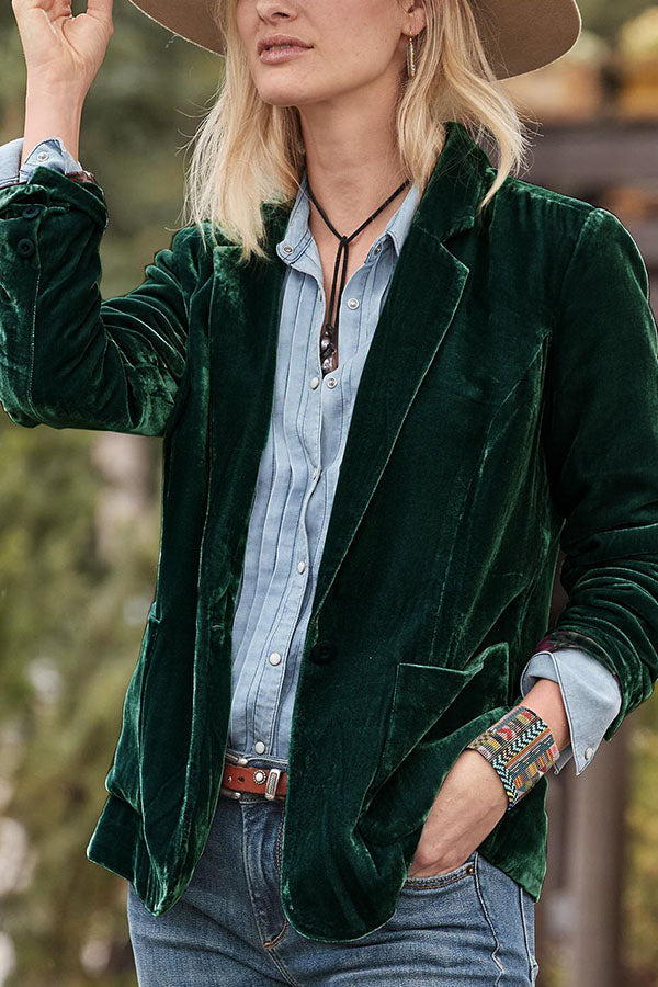 Velvet shorter Top Small blazer
