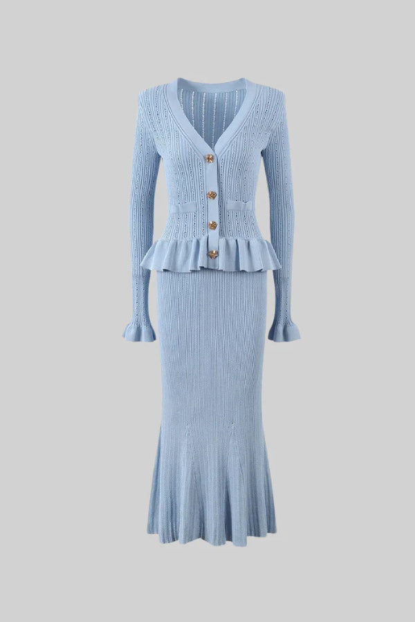 Jacket &amp; Wide Flared Skirt knitted Set