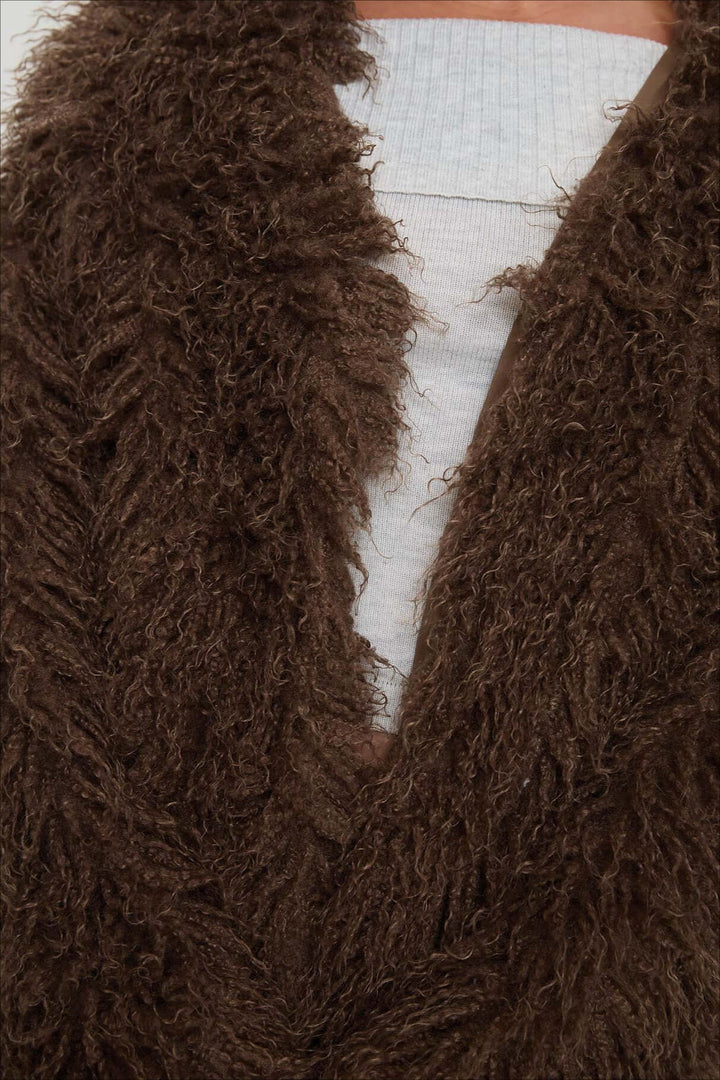 Fluffy Brown faux Fur oversized jacket